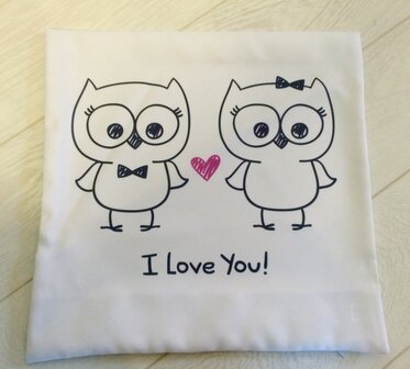 Kussen I love you konijntjes