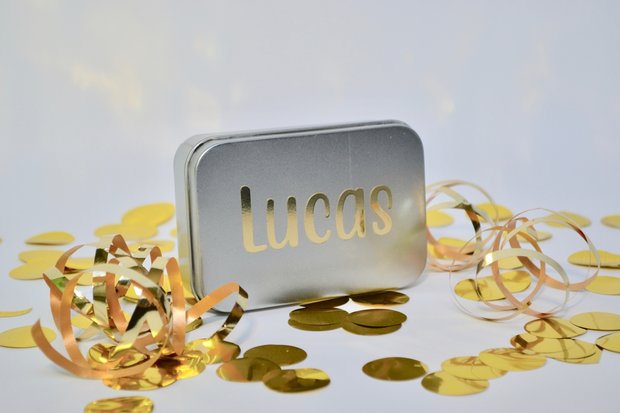 Doosje vraag communie Lucas Tekst Blinkend Goud 2020