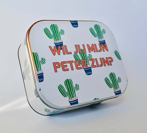 Koekjesdoos wil jij mijn peter worden cactus